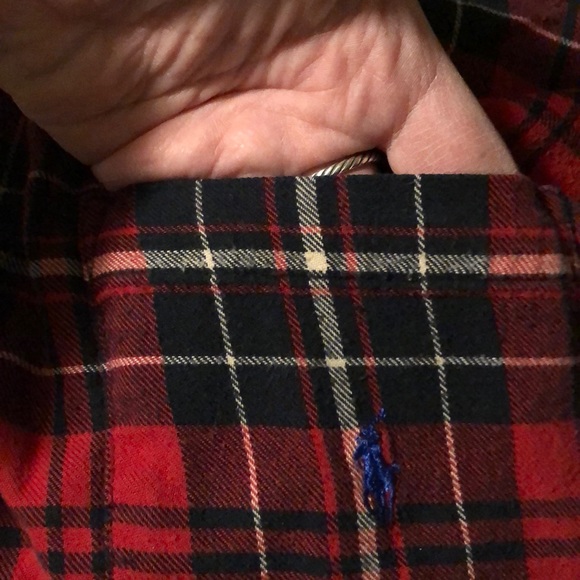 RALPH LAUREN size L/XL Plaid Cotton Flannel ButtonFront Sleep Shirt Cozy Cabin - Picture 11 of 11